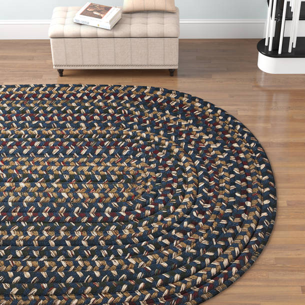 Langley Street Entwistle Braided Wool Federal Blue Braided Area Rug
